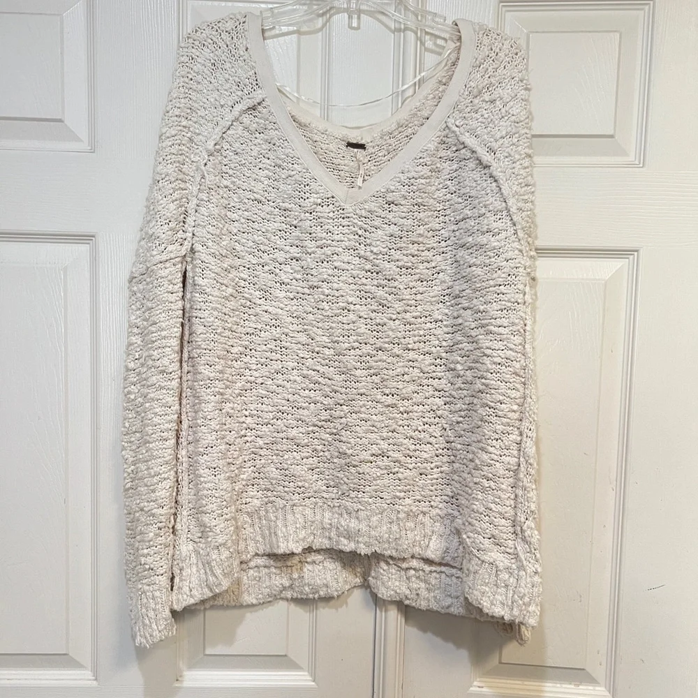 Free‎ People Songbird Chunky Popcorn Boucle Loose Knit Sweater Sz medium boho